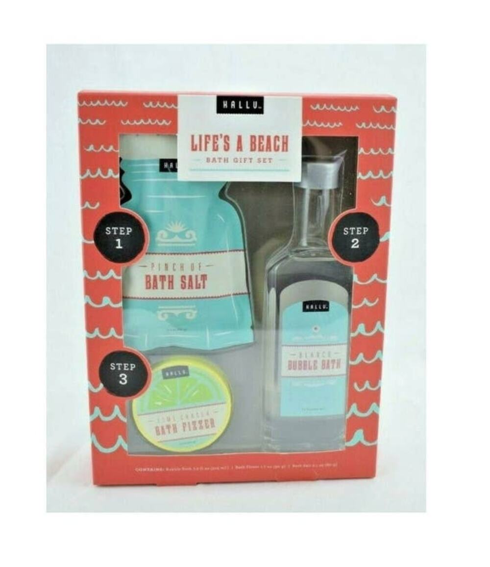Hallu Life's a Beach" Bubble Bath 3 Pcs Bath Gift Set
